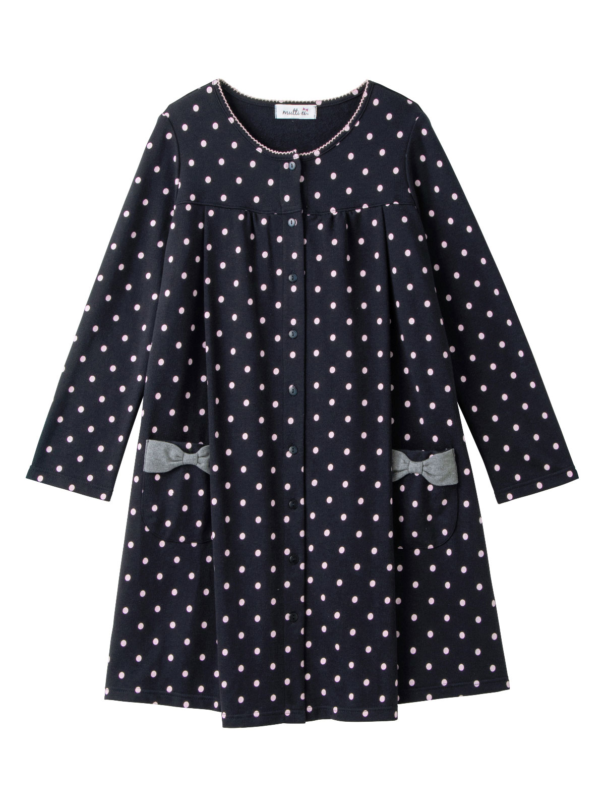 マタニティ パジャマ・ルームウェア|mutti ei（ムッティアイ）【授乳口付】ガーゼ裏毛ドットプリント×スムース無地パンツ|ネイビー