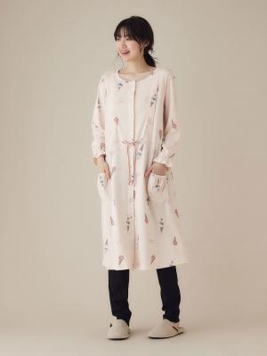 マタニティ パジャマ・ルームウェア|【授乳口付】スムースアイスクリームプリント×無地パンツ2WAYパジャマ|ピンク