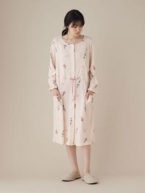 マタニティ パジャマ・ルームウェア|【授乳口付】スムースアイスクリームプリント×無地パンツ2WAYパジャマ|ピンク