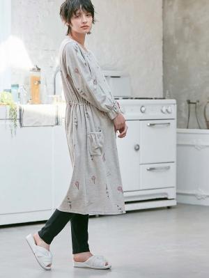 マタニティ パジャマ・ルームウェア|【授乳口付】スムースアイスクリームプリント×無地パンツ2WAYパジャマ|グレー