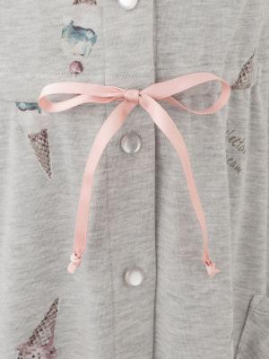 マタニティ パジャマ・ルームウェア|【授乳口付】スムースアイスクリームプリント×無地パンツ2WAYパジャマ