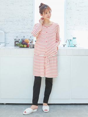 マタニティ パジャマ・ルームウェア|mutti ei（ムッティアイ）【授乳口付】スムースボーダーパジャマ|アイボリー