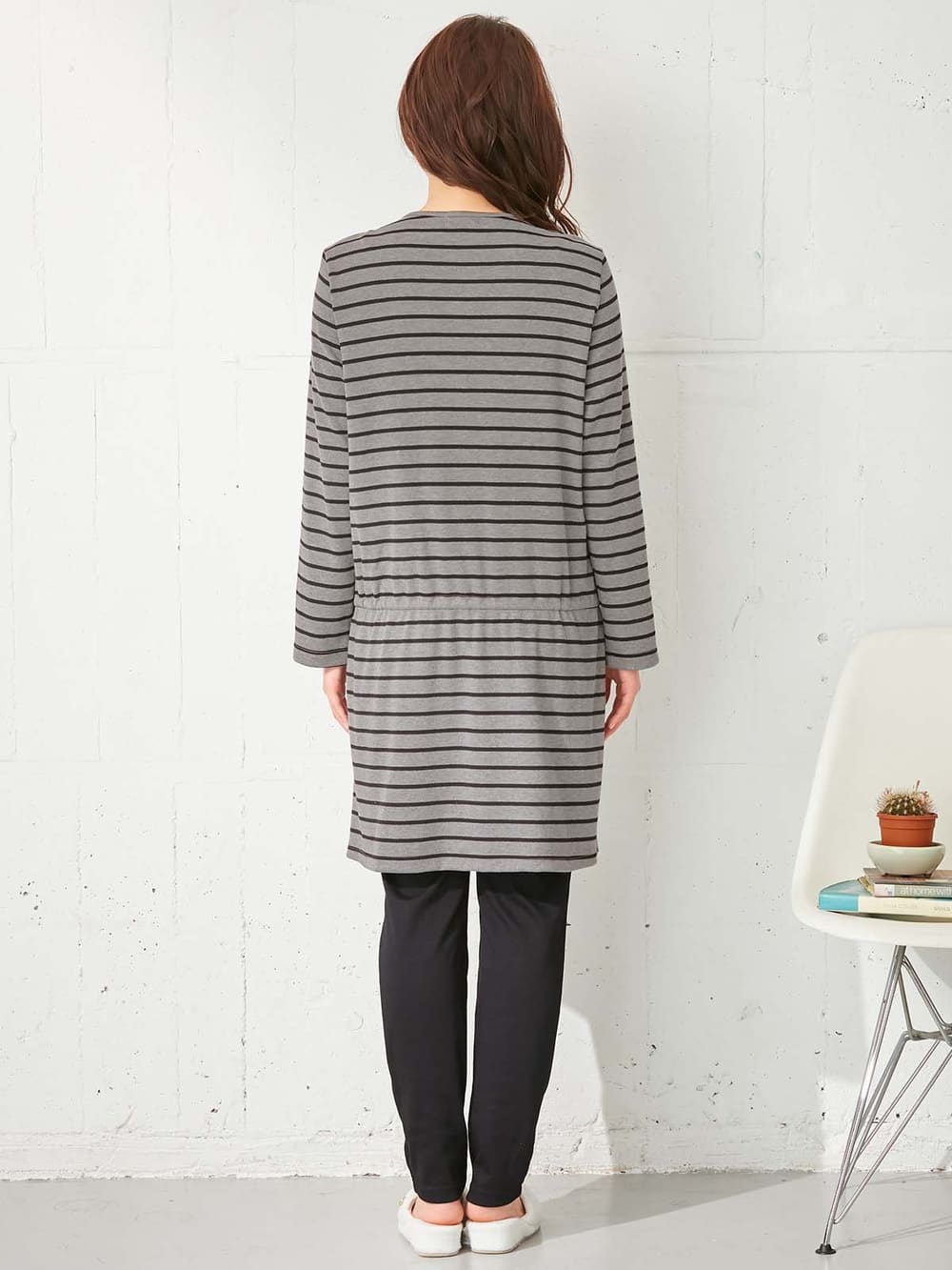 マタニティ パジャマ・ルームウェア|mutti ei（ムッティアイ）【授乳口付】スムースボーダーパジャマ|グレー