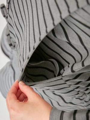 マタニティ パジャマ・ルームウェア|mutti ei（ムッティアイ）【授乳口付】スムースボーダーパジャマ|グレー