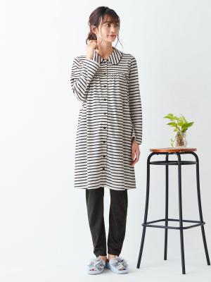 マタニティ パジャマ・ルームウェア|mutti ei（ムッティアイ）【授乳口付】天竺ボーダーパジャマ|アイボリー