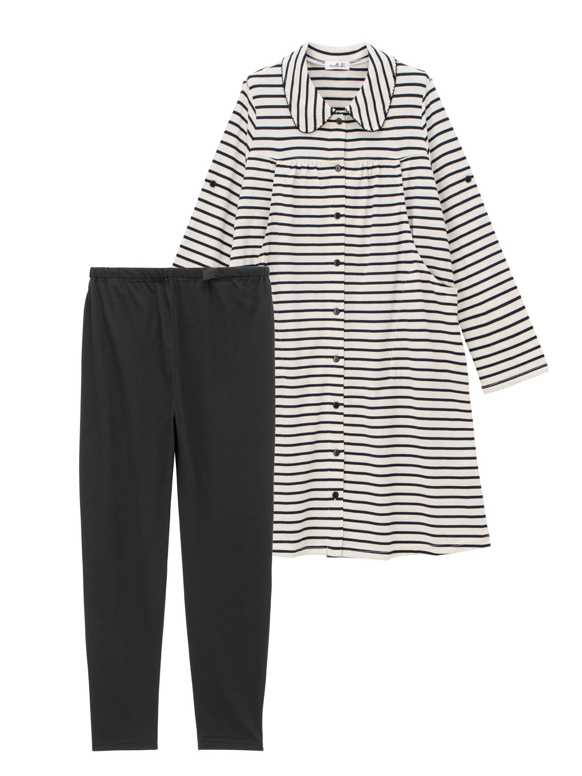 マタニティ パジャマ・ルームウェア|mutti ei（ムッティアイ）【授乳口付】天竺ボーダーパジャマ|アイボリー