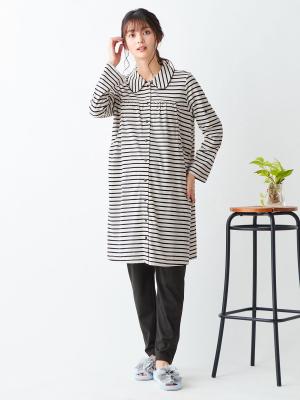 マタニティ パジャマ・ルームウェア|mutti ei（ムッティアイ）【授乳口付】天竺ボーダーパジャマ|アイボリー