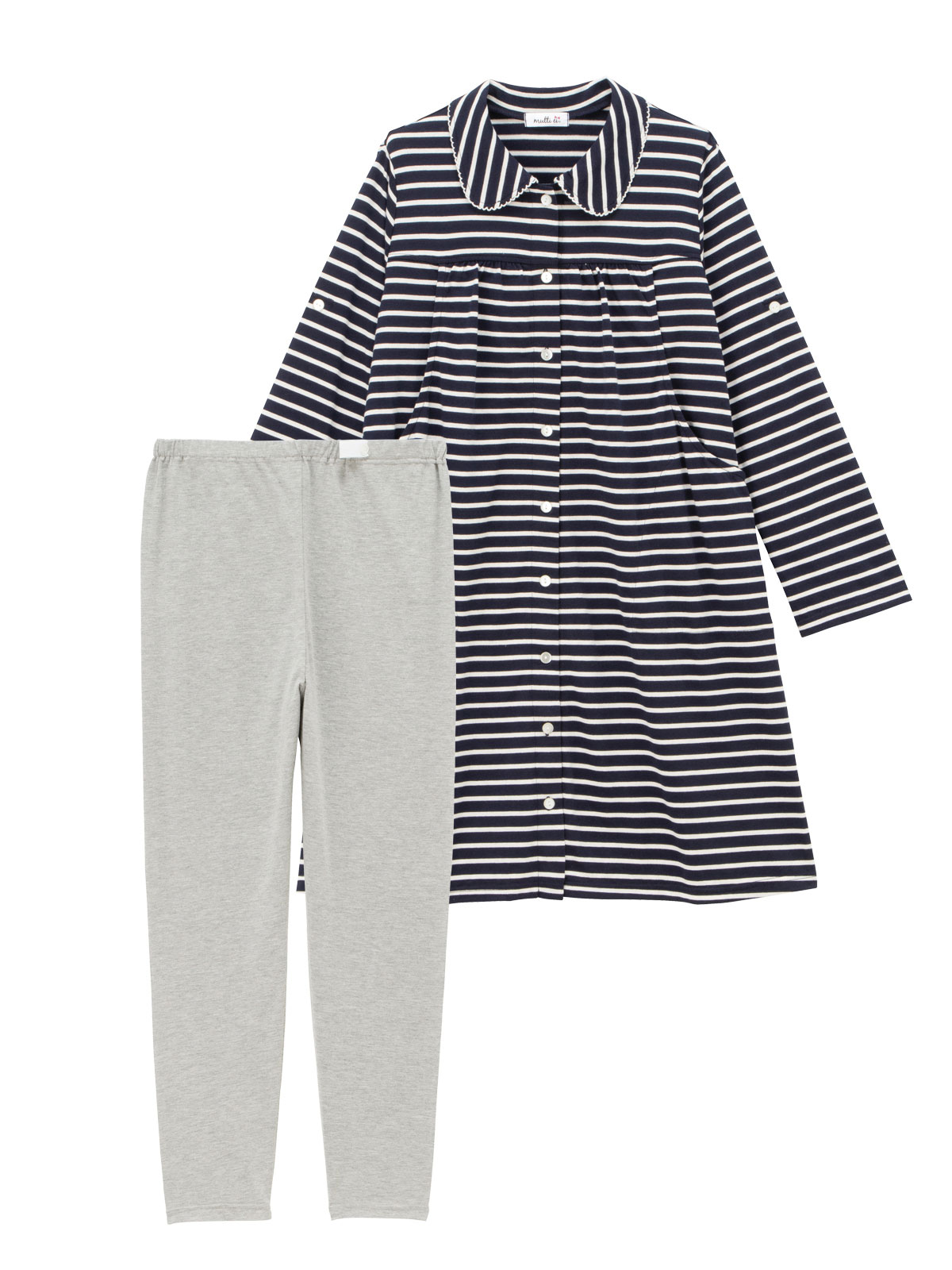 マタニティ パジャマ・ルームウェア|mutti ei（ムッティアイ）【授乳口付】天竺ボーダーパジャマ|ネイビー
