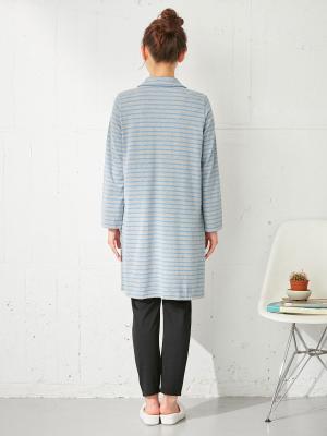 マタニティ パジャマ・ルームウェア|mutti ei（ムッティアイ）【授乳口付】天竺ボーダーパジャマ|ライトグレー