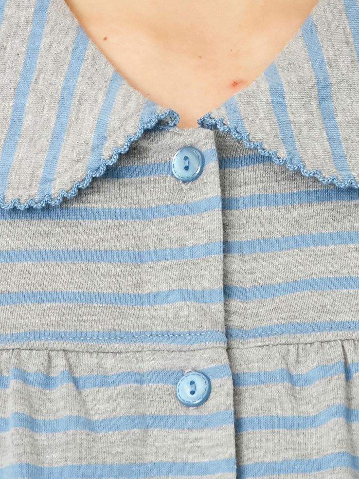 マタニティ パジャマ・ルームウェア|mutti ei（ムッティアイ）【授乳口付】天竺ボーダーパジャマ|ライトグレー