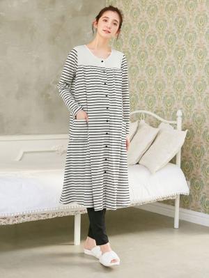 マタニティ パジャマ・ルームウェア|mutti ei（ムッティアイ）【授乳口付】天竺ボーダー2WAYパジャマ|ブラック