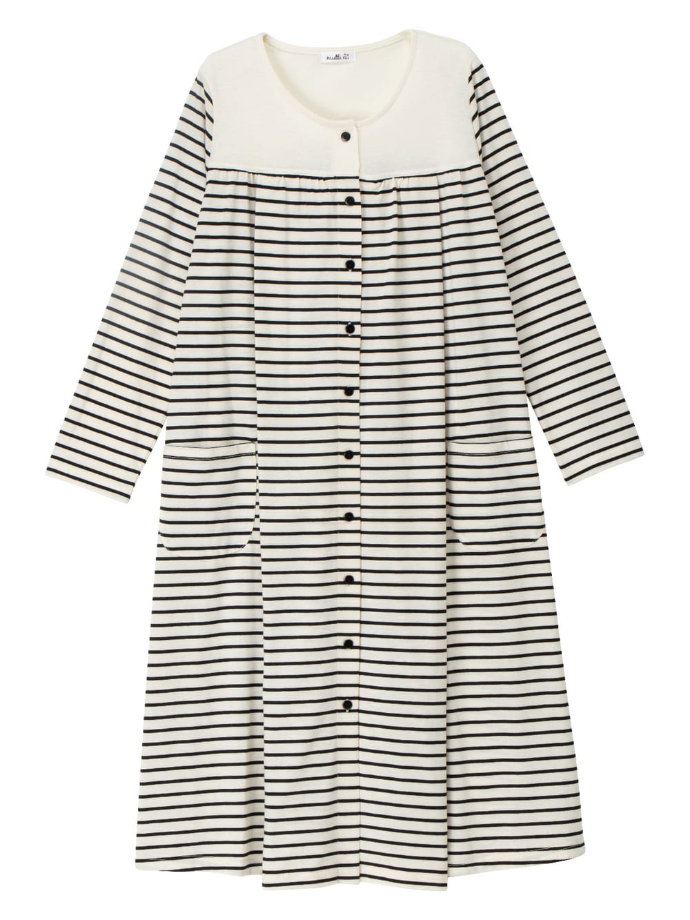 マタニティ パジャマ・ルームウェア|mutti ei（ムッティアイ）【授乳口付】天竺ボーダー2WAYパジャマ|ブラック