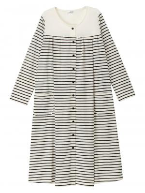 マタニティ パジャマ・ルームウェア|mutti ei（ムッティアイ）【授乳口付】天竺ボーダー2WAYパジャマ|ブラック