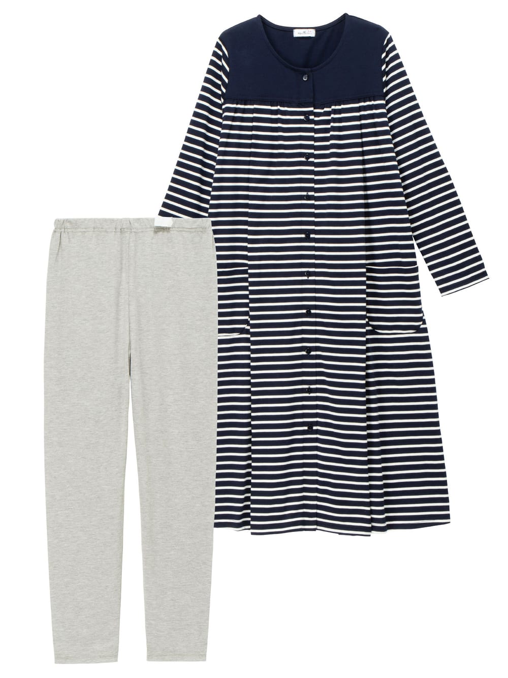 マタニティ パジャマ・ルームウェア|mutti ei（ムッティアイ）【授乳口付】天竺ボーダー2WAYパジャマ|ネイビー