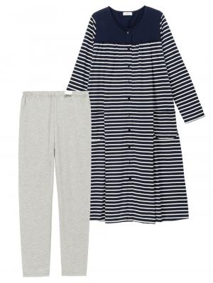 マタニティ パジャマ・ルームウェア|mutti ei（ムッティアイ）【授乳口付】天竺ボーダー2WAYパジャマ|ネイビー