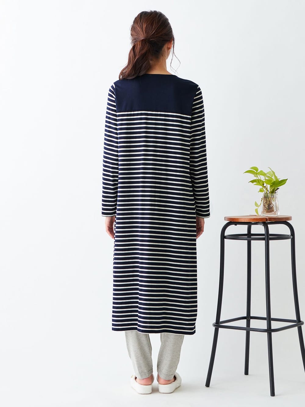 マタニティ パジャマ・ルームウェア|mutti ei（ムッティアイ）【授乳口付】天竺ボーダー2WAYパジャマ|ネイビー