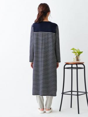 マタニティ パジャマ・ルームウェア|mutti ei（ムッティアイ）【授乳口付】天竺ボーダー2WAYパジャマ|ネイビー