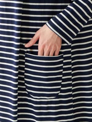 マタニティ パジャマ・ルームウェア|mutti ei（ムッティアイ）【授乳口付】天竺ボーダー2WAYパジャマ|ネイビー