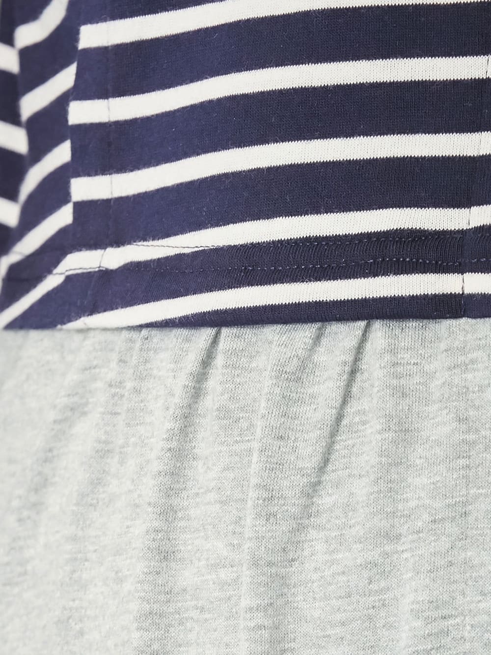 マタニティ パジャマ・ルームウェア|mutti ei（ムッティアイ）【授乳口付】天竺ボーダー×無地ネグリジェ|ネイビー