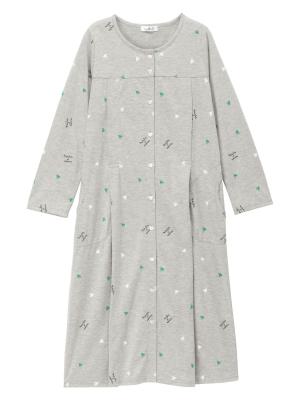 マタニティ パジャマ・ルームウェア|mutti ei（ムッティアイ）【授乳口付】天竺ハート柄ネグリジェ|ライトグレー