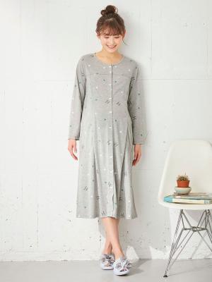 マタニティ パジャマ・ルームウェア|mutti ei（ムッティアイ）【授乳口付】天竺ハート柄ネグリジェ|ライトグレー