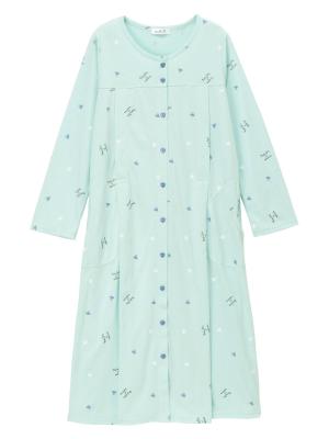 マタニティ パジャマ・ルームウェア|mutti ei（ムッティアイ）【授乳口付】天竺ハート柄ネグリジェ|ライトグリーン