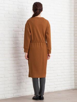 マタニティ ワンピース|ain（アイン）ニットソー裏起毛スリットワンピース　マタニティ・授乳服