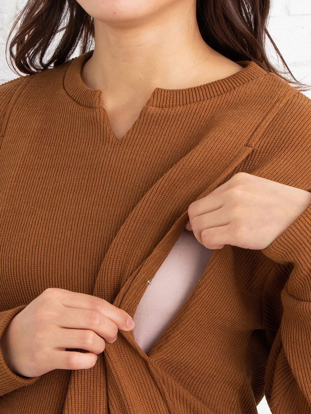 マタニティ ワンピース|ain（アイン）ニットソー裏起毛スリットワンピース　マタニティ・授乳服