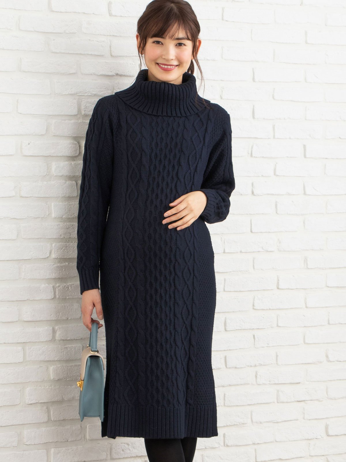 マタニティ ワンピース ケーブルタートルネックワンピース マタニティウェア 授乳服通販 エンジェリーベ 公式