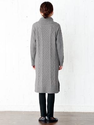 アウトレット|ケーブルタートルネックワンピース