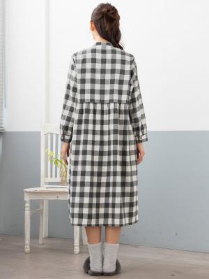 マタニティ パジャマ・ルームウェア|【授乳口付】ブロックチェックネルネグリジェ