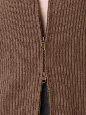 マタニティ トップス|両畦VネックダブルZIPカーデ　マタニティ・授乳服【出産後も長く使える】