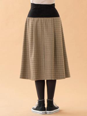 マタニティ スカート|【産前産後対応】チェック膝丈スカート【出産後も長く使える】