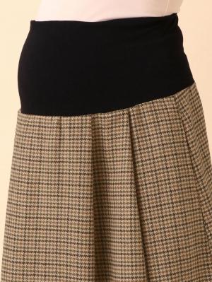 マタニティ スカート|【産前産後対応】チェック膝丈スカート【出産後も長く使える】