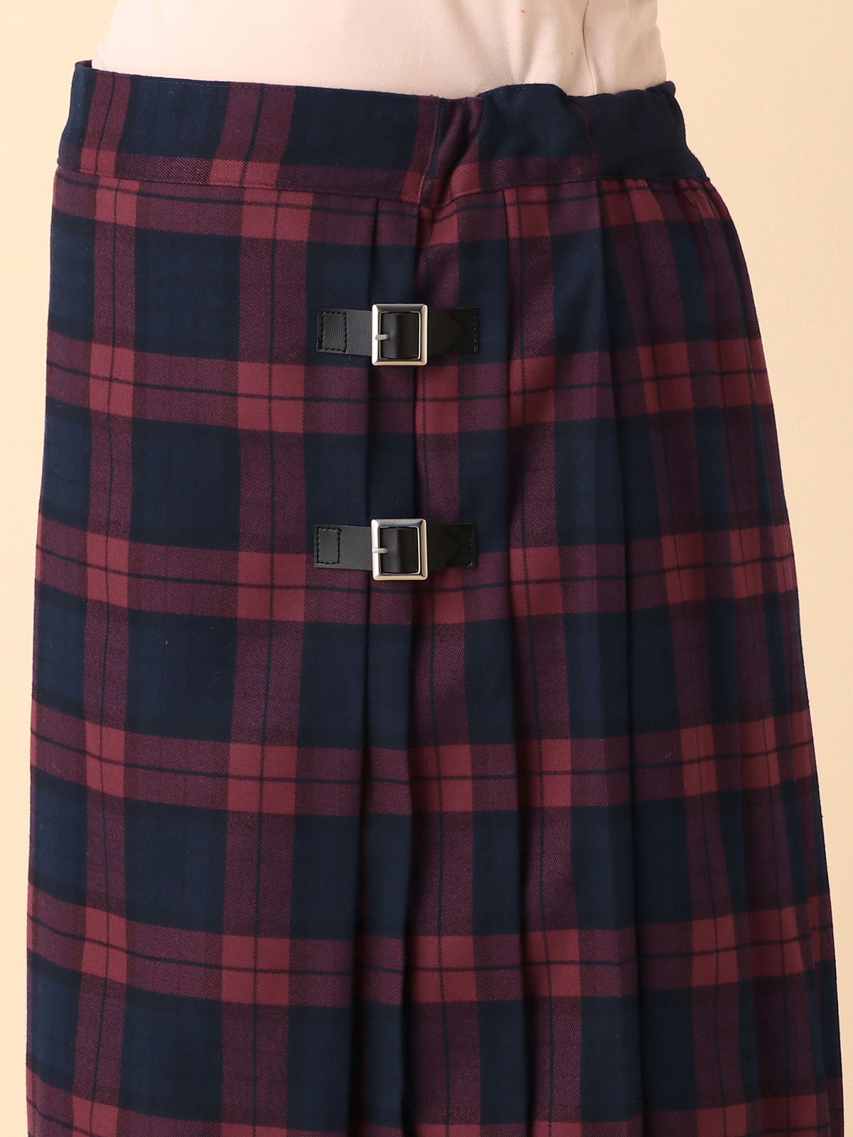 アウトレット|【産前産後対応】チェックキルトスカート【出産後も長く使える】