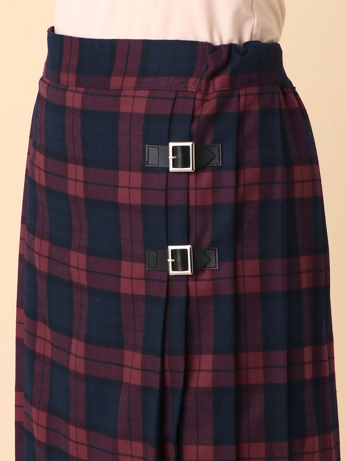 アウトレット|【産前産後対応】チェックキルトスカート【出産後も長く使える】