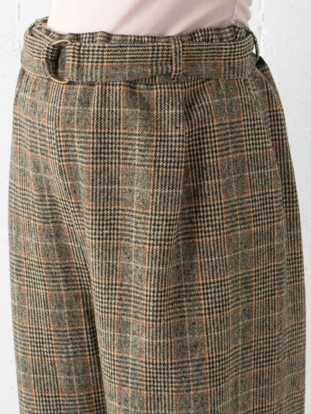 アウトレット|【産前産後】ベルト付きチェックワイドパンツ【出産後も長く使える】