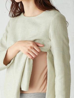 マタニティ ワンピース|ツィードトップス＆産前産後スカートセットアップ　マタニティ・授乳服【出産後も長く使える】