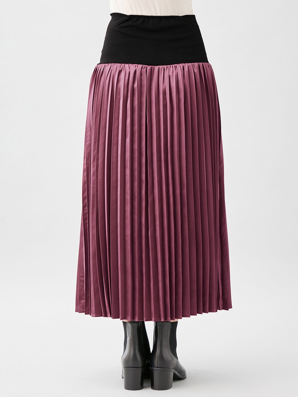 マタニティ スカート|【産前産後対応】サテンプリーツスカート【出産後も長く使える】