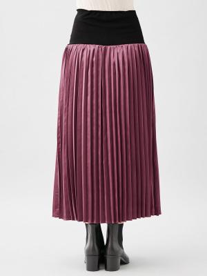 マタニティ スカート|【産前産後対応】サテンプリーツスカート【出産後も長く使える】