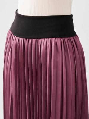 マタニティ スカート|【産前産後対応】サテンプリーツスカート【出産後も長く使える】