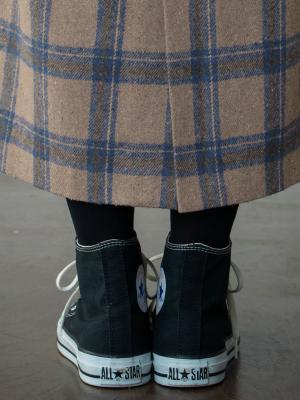 アウトレット|【産前産後対応】チェックハイウエストスカート【出産後も長く使える】