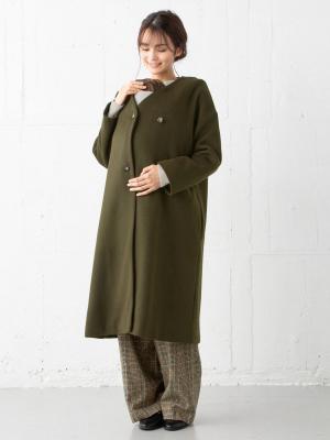 マタニティ アウター（コート）・ママコート|【産前産後対応】ママコートにもなるノーカラーコート