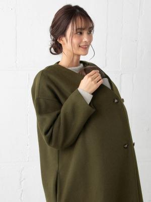 マタニティ アウター（コート）・ママコート|【産前産後対応】ママコートにもなるノーカラーコート