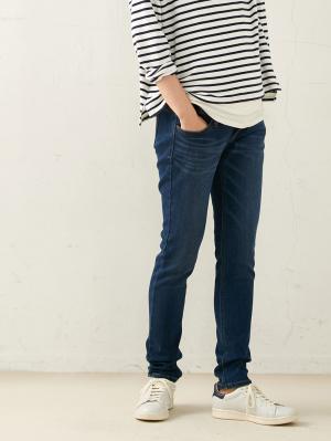 マタニティ パンツ|【産前産後対応】【あったか】裏起毛デニムスキニーパンツ（裏フェルトタッチ ）【出産後も長く使える】|ブルー