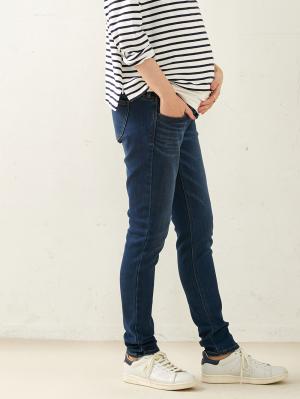 マタニティ パンツ|【産前産後対応】【あったか】裏起毛デニムスキニーパンツ（裏フェルトタッチ ）【出産後も長く使える】|ブルー