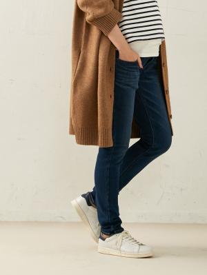 マタニティ パンツ|【産前産後対応】【あったか】裏起毛デニムスキニーパンツ（裏フェルトタッチ ）【出産後も長く使える】|ブルー