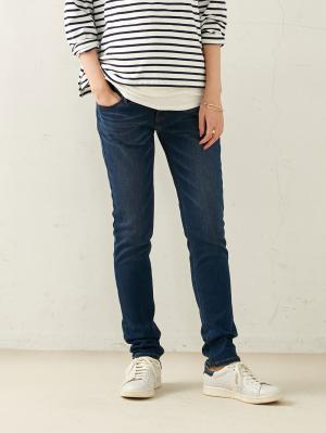 マタニティ パンツ|【産前産後対応】【あったか】裏起毛デニムスキニーパンツ（裏フェルトタッチ ）【出産後も長く使える】|ブルー