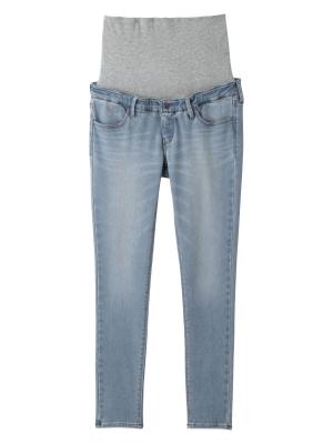 マタニティ パンツ|【産前産後対応】【あったか】裏起毛デニムスキニーパンツ（裏フェルトタッチ ）【出産後も長く使える】|ライトブルー