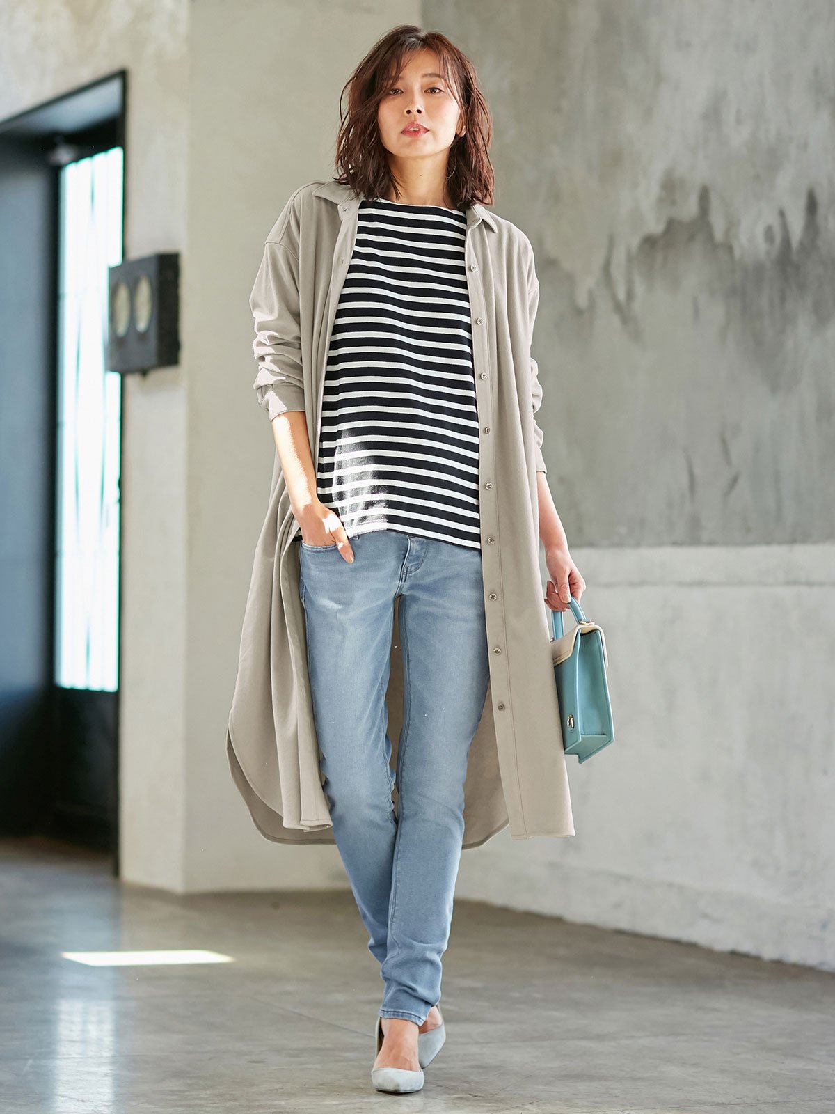 マタニティ パンツ|【産前産後対応】【あったか】裏起毛デニムスキニーパンツ（裏フェルトタッチ ）【出産後も長く使える】|ライトブルー